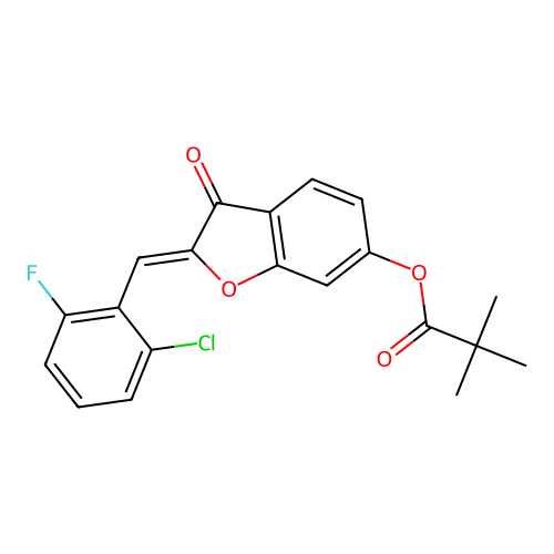 (2Z)-2-(2-chloro-6-fluorobenzylidene)-3-oxo-2,3-dihydro-1-benzofuran-6-yl 2,2-dimethylpropanoate structure