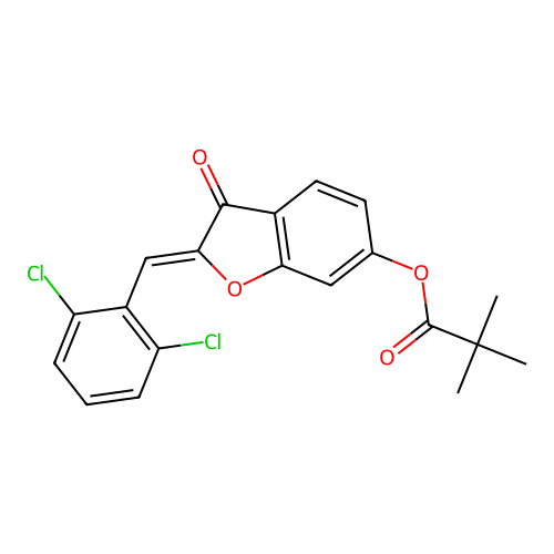(2Z)-2-(2,6-dichlorobenzylidene)-3-oxo-2,3-dihydro-1-benzofuran-6-yl 2,2-dimethylpropanoate structure