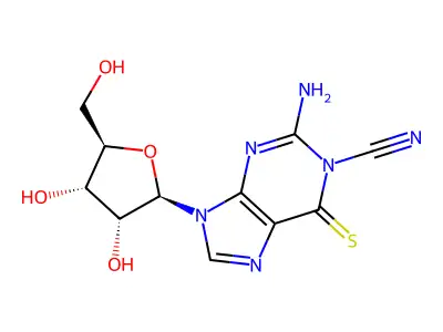 2-Amino-9-beta-D-ribofuranosyl-9H-purin-6-yl thiocyanate structure