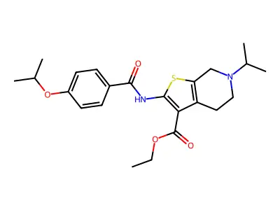 ethyl 6-propan-2-yl-2-[(4-propan-2-yloxybenzoyl)amino]-5,7-dihydro-4H-thieno[2,3-c]pyridine-3-carboxylate structure