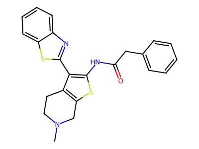 N-[3-(1,3-benzothiazol-2-yl)-6-methyl-5,7-dihydro-4H-thieno[2,3-c]pyridin-2-yl]-2-phenylacetamide structure