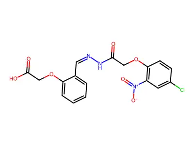2-[2-[(Z)-[[2-(4-chloro-2-nitrophenoxy)acetyl]hydrazinylidene]methyl]phenoxy]acetic acid structure