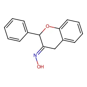 2H-1-Benzopyran-3(4H)-one, 2-phenyl-, oxime structure