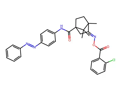 Bicyclo[2.2.1]heptane-1-carboxamide, 3-[[(2-chlorobenzoyl)oxy]imino]-4,7,7-trimethyl-N-[4-(2-phenyldiazenyl)phenyl]- structure