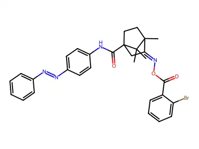 Bicyclo[2.2.1]heptane-1-carboxamide, 3-[[(2-bromobenzoyl)oxy]imino]-4,7,7-trimethyl-N-[4-(2-phenyldiazenyl)phenyl]- structure