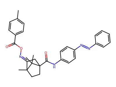 Bicyclo[2.2.1]heptane-1-carboxamide, 4,7,7-trimethyl-3-[[(4-methylbenzoyl)oxy]imino]-N-[4-(2-phenyldiazenyl)phenyl]- structure