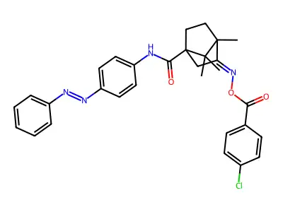 Bicyclo[2.2.1]heptane-1-carboxamide, 3-[[(4-chlorobenzoyl)oxy]imino]-4,7,7-trimethyl-N-[4-(2-phenyldiazenyl)phenyl]- structure
