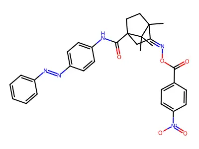 Bicyclo[2.2.1]heptane-1-carboxamide, 4,7,7-trimethyl-3-[[(4-nitrobenzoyl)oxy]imino]-N-[4-(2-phenyldiazenyl)phenyl]- structure