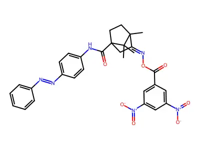 Bicyclo[2.2.1]heptane-1-carboxamide, 3-[[(3,5-dinitrobenzoyl)oxy]imino]-4,7,7-trimethyl-N-[4-(2-phenyldiazenyl)phenyl]- structure
