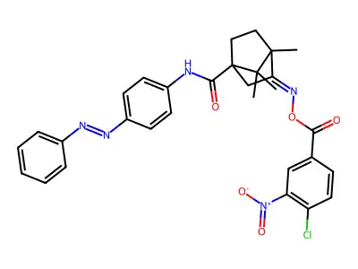 Bicyclo[2.2.1]heptane-1-carboxamide, 3-[[(4-chloro-3-nitrobenzoyl)oxy]imino]-4,7,7-trimethyl-N-[4-(2-phenyldiazenyl)phenyl]- structure