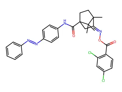Bicyclo[2.2.1]heptane-1-carboxamide, 3-[[(2,4-dichlorobenzoyl)oxy]imino]-4,7,7-trimethyl-N-[4-(2-phenyldiazenyl)phenyl]- structure