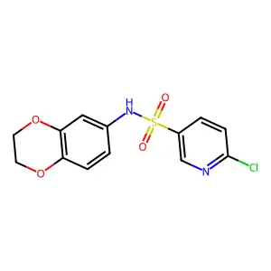 6-chloro-N-(2,3-dihydro-1,4-benzodioxin-6-yl)pyridine-3-sulfonamide structure