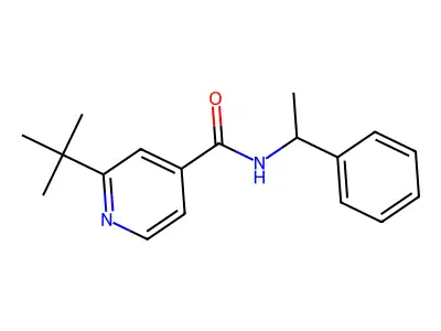 2-tert-butyl-N-(1-phenylethyl)isonicotinamide structure