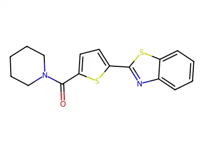 (5-(Benzo[d]thiazol-2-yl)thiophen-2-yl)(piperidin-1-yl)methanone structure