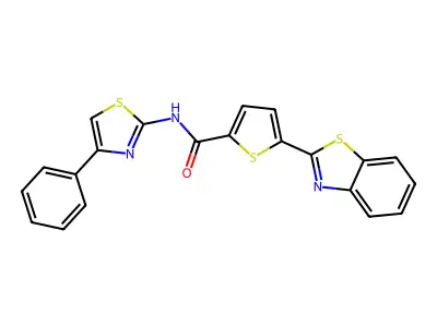 5-(1,3-benzothiazol-2-yl)-N-(4-phenyl-1,3-thiazol-2-yl)thiophene-2-carboxamide structure