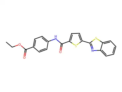 Ethyl 4-(5-(benzo[d]thiazol-2-yl)thiophene-2-carboxamido)benzoate structure
