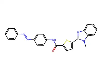 2-Thiophenecarboxamide, 5-(1-methyl-1H-benzimidazol-2-yl)-N-[4-(2-phenyldiazenyl)phenyl]- structure