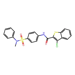 3-chloro-N-[4-[methyl(phenyl)sulfamoyl]phenyl]-1-benzothiophene-2-carboxamide structure