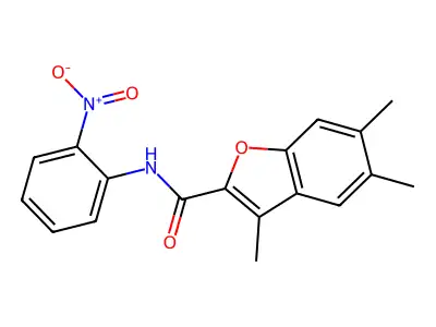 3,5,6-trimethyl-N-(2-nitrophenyl)-1-benzofuran-2-carboxamide structure