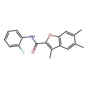 N-(2-fluorophenyl)-3,5,6-trimethyl-1-benzofuran-2-carboxamide structure