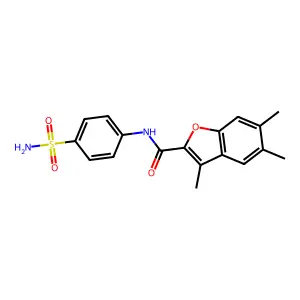3,5,6-trimethyl-N-(4-sulfamoylphenyl)-1-benzofuran-2-carboxamide structure