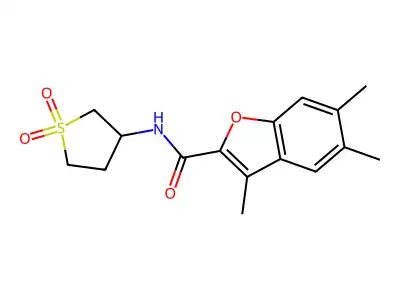 N-(1,1-dioxidotetrahydro-3-thienyl)-3,5,6-trimethyl-1-benzofuran-2-carboxamide structure