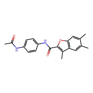 N-(4-acetamidophenyl)-3,5,6-trimethyl-1-benzofuran-2-carboxamide structure