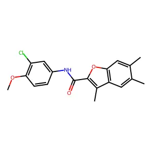 N-(3-chloro-4-methoxyphenyl)-3,5,6-trimethyl-1-benzofuran-2-carboxamide structure