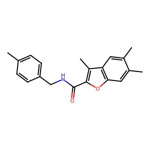 3,5,6-trimethyl-N-[(4-methylphenyl)methyl]-1-benzofuran-2-carboxamide structure