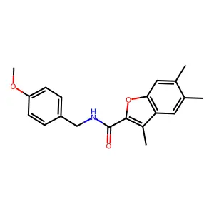 N-[(4-methoxyphenyl)methyl]-3,5,6-trimethyl-1-benzofuran-2-carboxamide structure