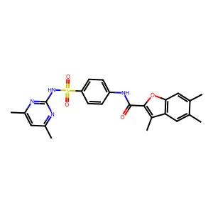 N-{4-[(4,6-dimethylpyrimidin-2-yl)sulfamoyl]phenyl}-3,5,6-trimethyl-1-benzofuran-2-carboxamide structure