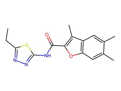 N-(5-ethyl-1,3,4-thiadiazol-2-yl)-3,5,6-trimethyl-1-benzofuran-2-carboxamide structure