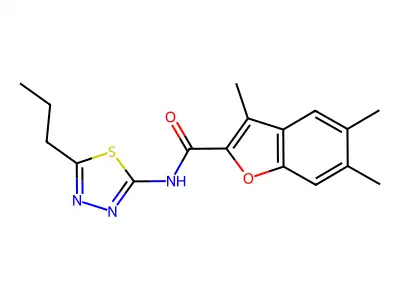 3,5,6-trimethyl-N-(5-propyl-1,3,4-thiadiazol-2-yl)-1-benzofuran-2-carboxamide structure