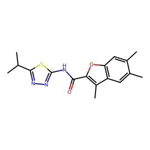 3,5,6-trimethyl-N-[5-(propan-2-yl)-1,3,4-thiadiazol-2-yl]-1-benzofuran-2-carboxamide structure