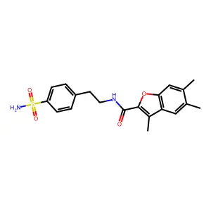 3,5,6-trimethyl-N-[2-(4-sulfamoylphenyl)ethyl]-1-benzofuran-2-carboxamide structure