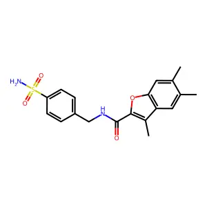 N-[4-(aminosulfonyl)benzyl]-3,5,6-trimethyl-1-benzofuran-2-carboxamide structure