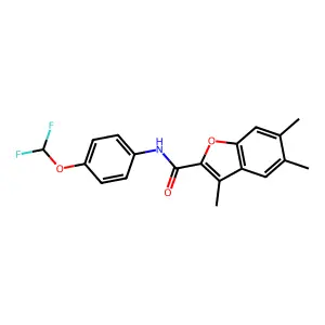 N-[4-(difluoromethoxy)phenyl]-3,5,6-trimethyl-1-benzofuran-2-carboxamide structure