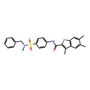 N-[4-[benzyl(methyl)sulfamoyl]phenyl]-3,5,6-trimethyl-1-benzofuran-2-carboxamide structure