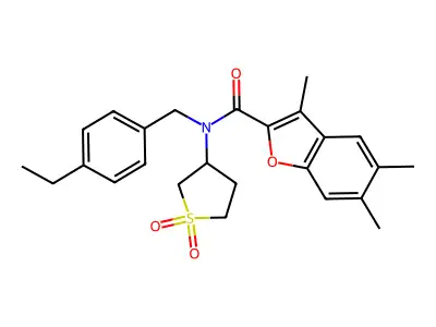 N-(1,1-dioxidotetrahydrothiophen-3-yl)-N-(4-ethylbenzyl)-3,5,6-trimethyl-1-benzofuran-2-carboxamide structure