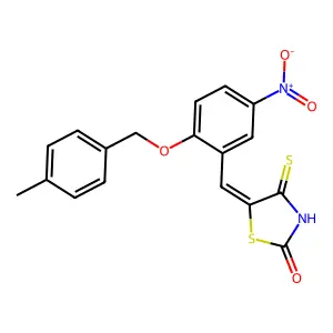 (Z)-5-(2-((4-methylbenzyl)oxy)-5-nitrobenzylidene)-4-thioxothiazolidin-2-one structure