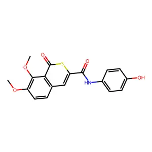 N-(4-hydroxyphenyl)-7,8-dimethoxy-1-oxoisothiochromene-3-carboxamide structure