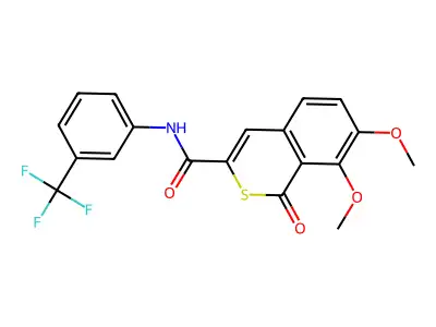 7,8-dimethoxy-1-oxo-N-[3-(trifluoromethyl)phenyl]-1H-isothiochromene-3-carboxamide structure