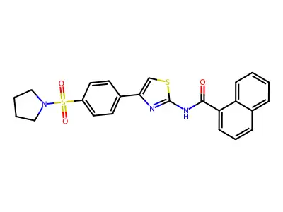 N-{4-[4-(pyrrolidin-1-ylsulfonyl)phenyl]-1,3-thiazol-2-yl}naphthalene-1-carboxamide structure