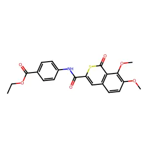 ethyl 4-{[(7,8-dimethoxy-1-oxo-1H-isothiochromen-3-yl)carbonyl]amino}benzoate structure