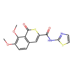 7,8-dimethoxy-1-oxo-N-(1,3-thiazol-2-yl)isothiochromene-3-carboxamide structure