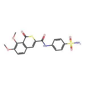 7,8-dimethoxy-1-oxo-N-(4-sulfamoylphenyl)-1H-isothiochromene-3-carboxamide structure