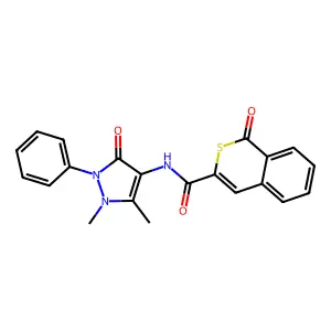 N-(1,5-dimethyl-3-oxo-2-phenyl-2,3-dihydro-1H-pyrazol-4-yl)-1-oxo-1H-isothiochromene-3-carboxamide structure