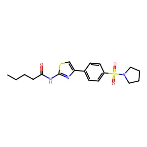 N-{4-[4-(pyrrolidine-1-sulfonyl)phenyl]-1,3-thiazol-2-yl}pentanamide structure