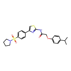 2-[4-(propan-2-yl)phenoxy]-N-{4-[4-(pyrrolidine-1-sulfonyl)phenyl]-1,3-thiazol-2-yl}acetamide structure