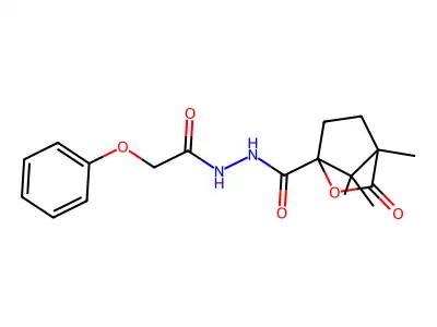 4,7,7-trimethyl-3-oxo-N'-(phenoxyacetyl)-2-oxabicyclo[2.2.1]heptane-1-carbohydrazide structure